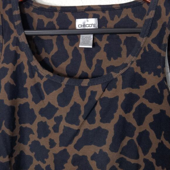 Chico’s Women’s Tank Top Safari Chic Animal Print Mobwife Scoop Neck Size M - Picture 4 of 4